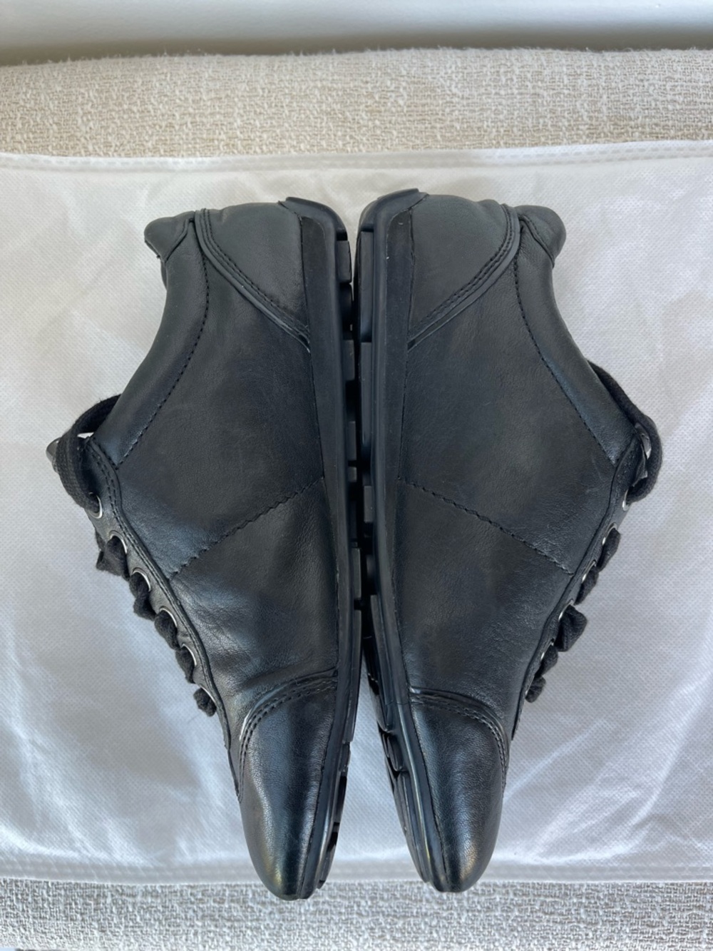 Prada Montecarlo Logo Plaque Black Leather Low-Top Lace Up Trainers 35.5 - Picture 6 of 15